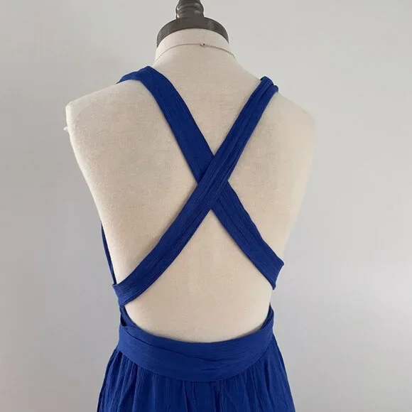 Lulus Lolinda Halter Convertible Jumpsuit Size Medium Blue Gauze - Picture 9 of 13